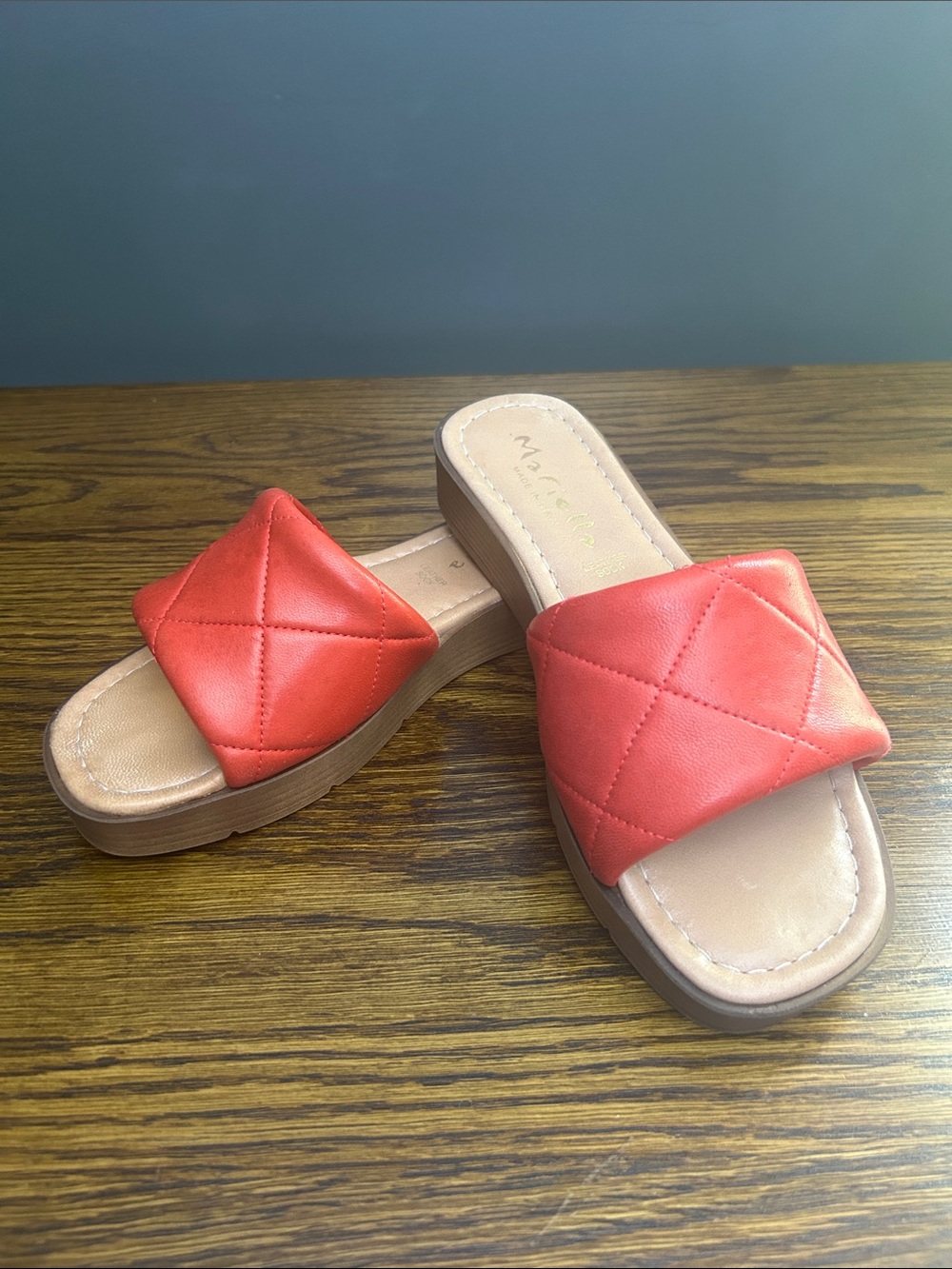 Mariella Quilted Coral Slide Mules with Cushioned Sole